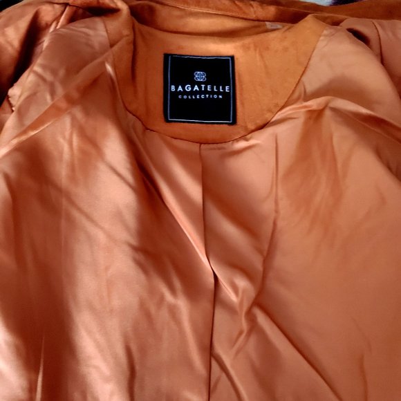 BAGATELLE COLLECTION Faux Suede Womens Double Breasted Blazer Burnt Orange MED - Picture 10 of 11